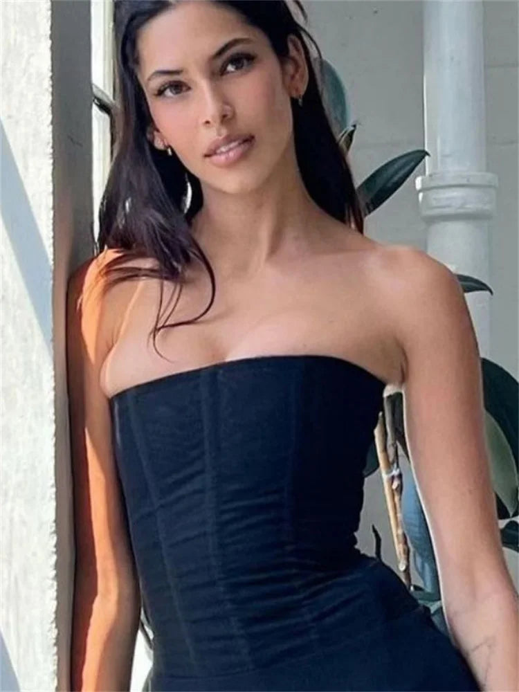 Women's Backless Mesh Tank Top Summer Solid Casual